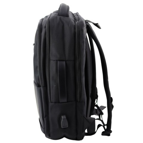 Plecak Miejski Biznesowy USB Pas Piersiowy Czarny 26L 45cm