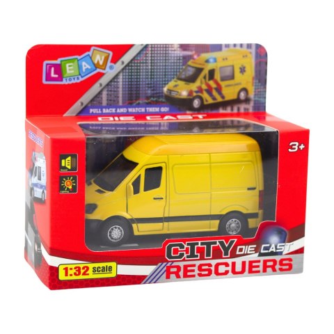 Samochód Dostawczy Metalowy Z Napędem Pull Back Światła Dźwięki Żółty 1:32