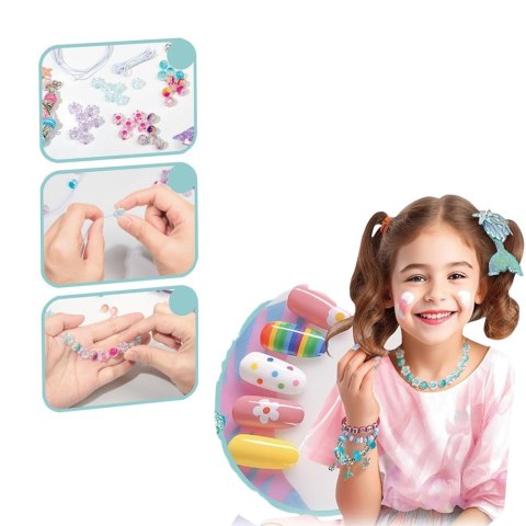 Zestaw Piękności Biżuteria Bransoletka Koraliki Spinka Syreni Ogon 48el