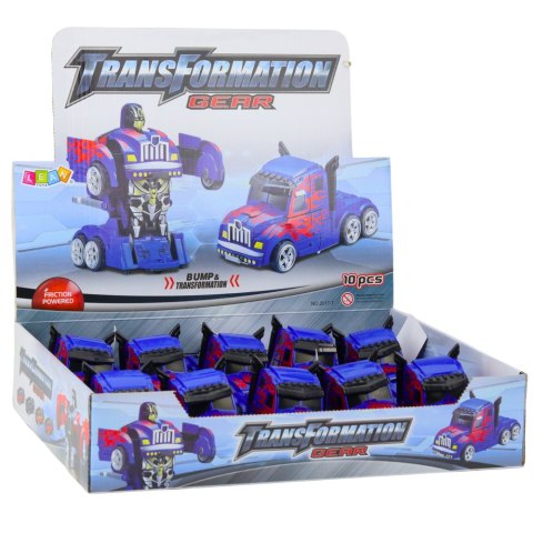 Ciężarówka Auto Robot 2w1 Napęd Czerwone Wzory Niebieska