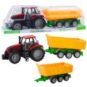 Traktor Rolniczy Farmerski Z Żółtą Przyczepą Czerwony 46cm