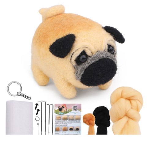 Zestaw Kreatywny Do Filcowania DIY Wełna Czesankowa Pies Kot Mix