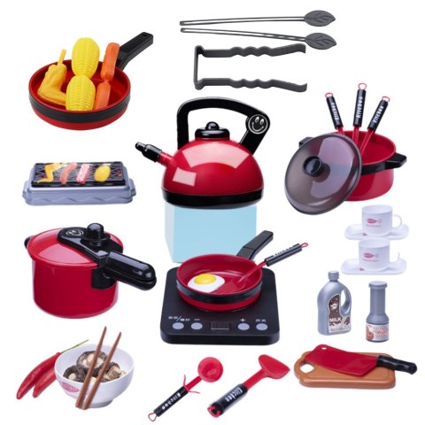 Zestaw Kuchenny Garnki Jedzenie Płyta Na Baterie Akcesoria 36el