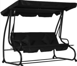 Huśtawka Czteroosobowa Ogrodowa Bujana Daszek Wolnostojąca Czarna