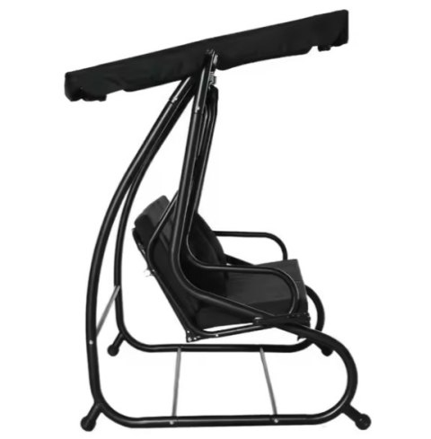 Huśtawka Czteroosobowa Ogrodowa Bujana Daszek Wolnostojąca Czarna