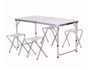 Zestaw Turystyczny Stolik Składany Kempingowy 4 Krzesła Szary