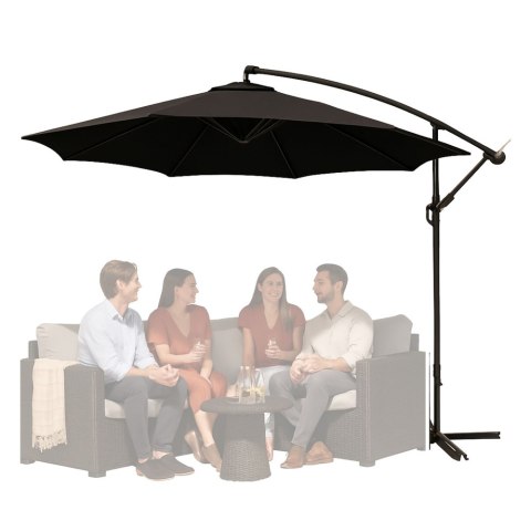 Parasol Ogrodowy Boczny Z Regulacją Pochyłu Pokrowiec 350 x 250cm Czarny