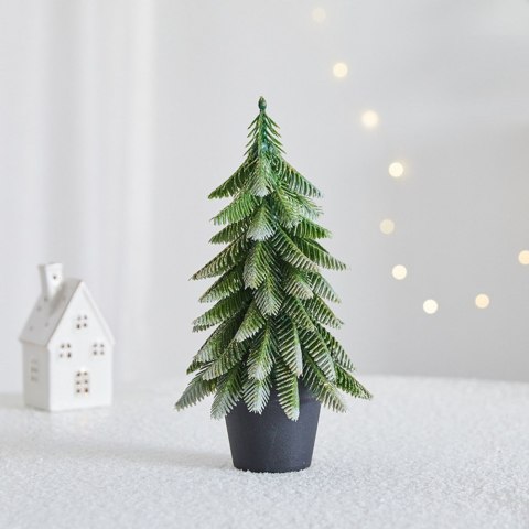 Choinka Ozdobna Dekoracyjna Sztuczna W Doniczce Srebrne Wykończenie 32 x 12 cm