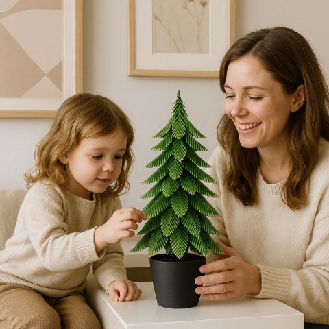 Choinka Ozdobna Dekoracyjna Sztuczna W Doniczce Srebrne Wykończenie 32 x 12 cm