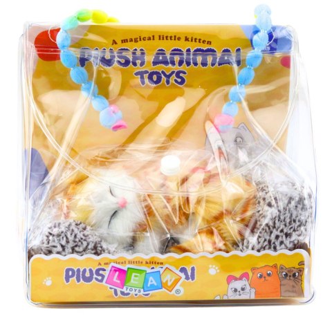 Śpiący Rudy Kot Na Poduszce Figurka z Futerkiem Torba Dźwięki