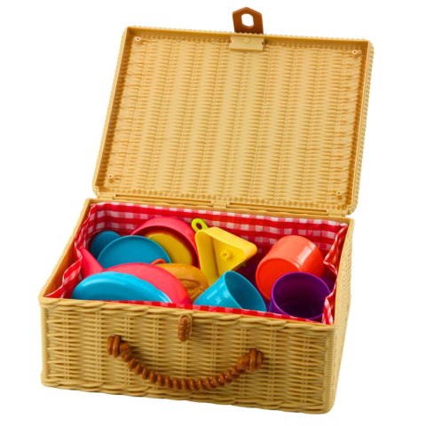 Zestaw Do Herbaty w Koszyku Filiżanki Talerzyki Słodkości 23 el.