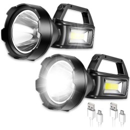 Latarka Turystyczna Robocza Reflektor LED 4 Tryby Powerbank