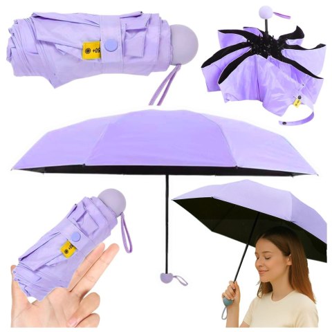 Parasolka Kieszonkowa Składana z Ochroną UV UPF 50+ Etui Fioletowa 90 cm