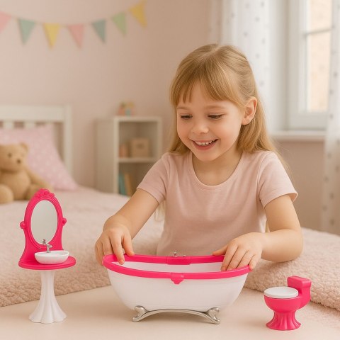 Zestaw Łazienkowy Dla Lalek Wanna Toaleta Umywalka Z Lustrem