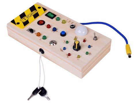 Drewniana TABLICA manipulacyjna Montessori - elektryczne diody LED ZA5944