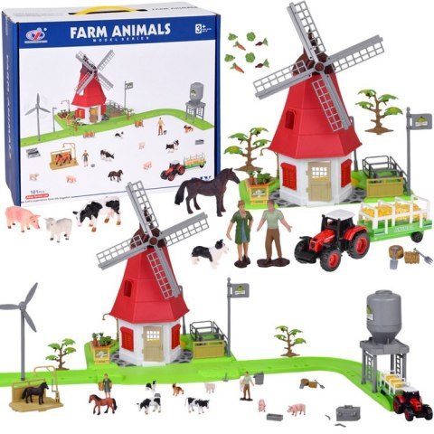 SERIA ZWIERZĘTA FARMA Zestaw WIATRAK młyn 101ele figurki ZA5688