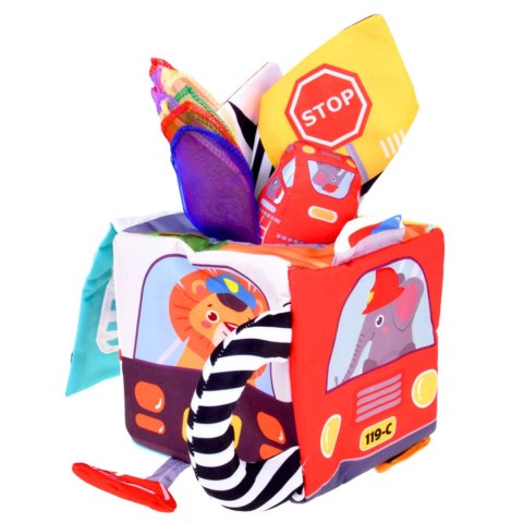 Miękka Kostka Sensoryczna z Lusterkiem Autka Znaki Drogowe Dla Malucha