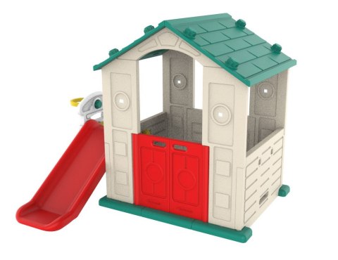 Domek Ogrodowy 3w1 dla dzieci Zielony Dach + Zjeżdżalnia + Koszykówka