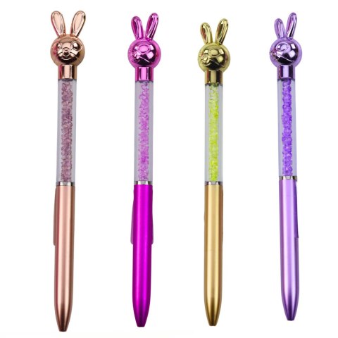Długopis Z Zającem Diamenciki Niebieski Wkład 0.7mm Mix