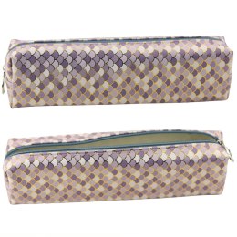 Piórnik Szkolny Łuski Szary Błyszczące Złote Elementy