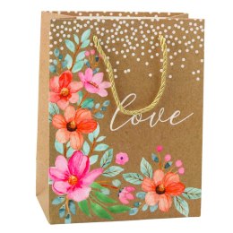 Torba Prezentowa Napis Love Kwiaty 23 x 18 x 10,5 cm