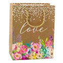 Torba Prezentowa Napis Love Kwiaty 23 x 18 x 10,5 cm