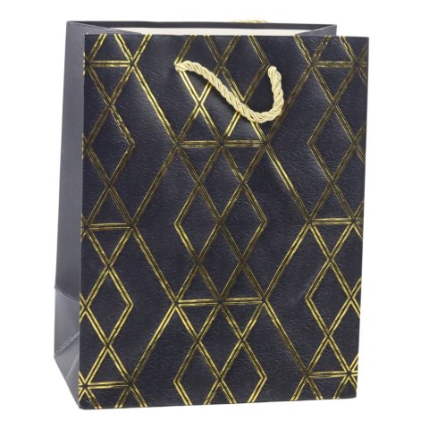 Torba Prezentowa Papierowa Elegancka Złote Wzory 23 x 18 x 10,5 cm