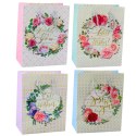 Torba Prezentowa Wzory Kwiaty Best Wishes 23 x 18 x 10,5 cm