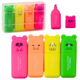 Zestaw Mini Zakreślacze Misie Kolorowe Plastikowe Etui 5szt