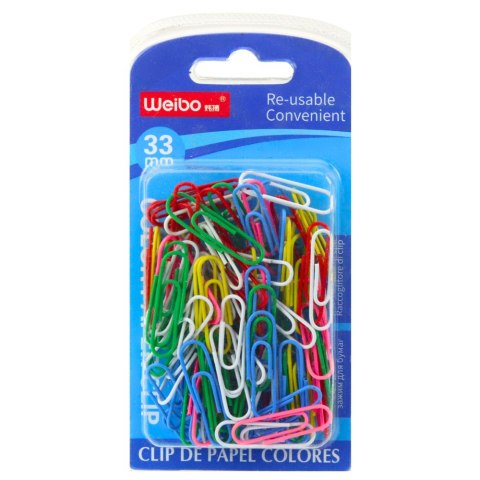 Zestaw Spinacze Biurowe Do Papieru Kolorowe 33mm 90szt.